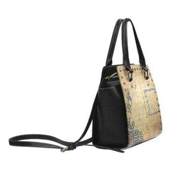 Handbags, Beige Postale Graphic Style Top-Handle Bag - purse-at-0105