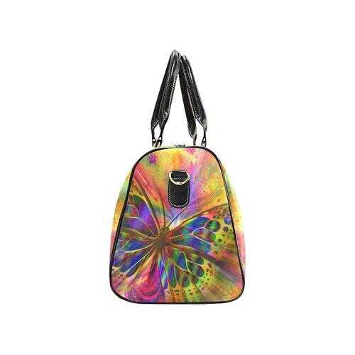 Travel Bags, Radiant Butterfly Style Adjustable Black Handle Zip Close Bag - purse-at-0105
