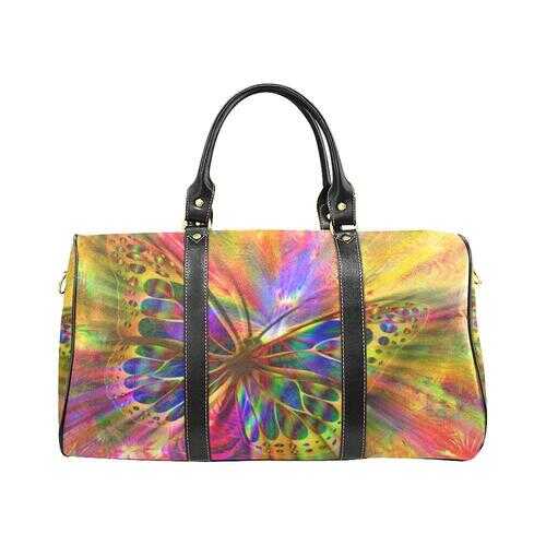 Travel Bags, Radiant Butterfly Style Adjustable Black Handle Zip Close Bag - purse-at-0105