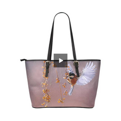 Tote Bags, White And Orange Hummingbird Purple Style Bag - purse-at-0105