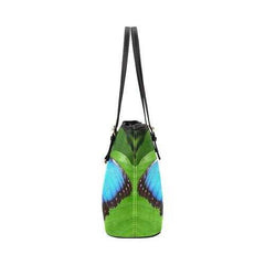 Multipurpose Tote Bag With Vibrant Blue Butterfly And Green Leaf Design - purse-at-0105