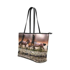 Tote Bags, Brown And Black Wild Horses Style Tote Bag - purse-at-0105