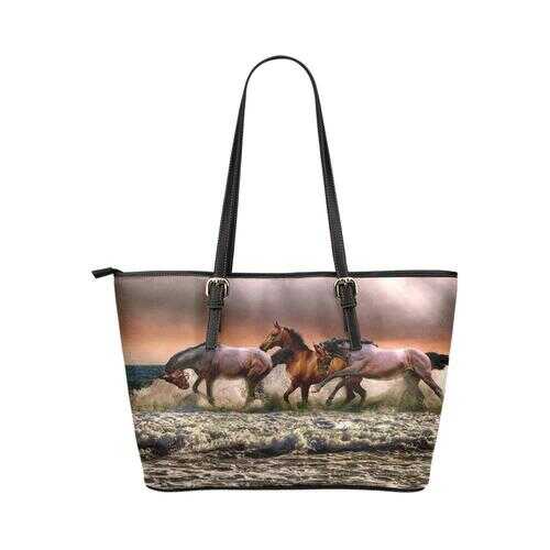 Tote Bags, Brown And Black Wild Horses Style Tote Bag - purse-at-0105