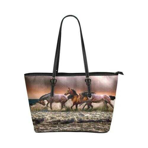 Tote Bags, Brown And Black Wild Horses Style Tote Bag - purse-at-0105