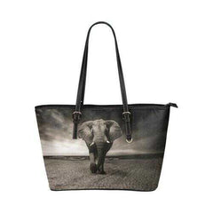 Tote Bags, Vintage Gray Black And White Elephant Style Leather Bag - purse-at-0105