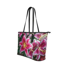 Tote Bags, Pink Floral Leather Bag - purse-at-0105