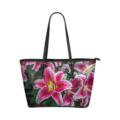 Tote Bags, Pink Floral Leather Bag - purse-at-0105