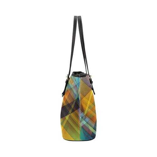 Tote Bags, Brown Geometric Grid Style Bag - purse-at-0105