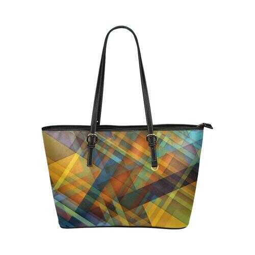 Tote Bags, Brown Geometric Grid Style Bag - purse-at-0105