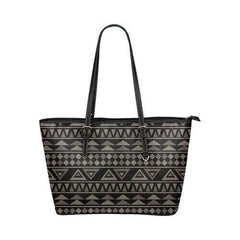 Black Tote Shoulder Bag With Aztec Design - purse-at-0105