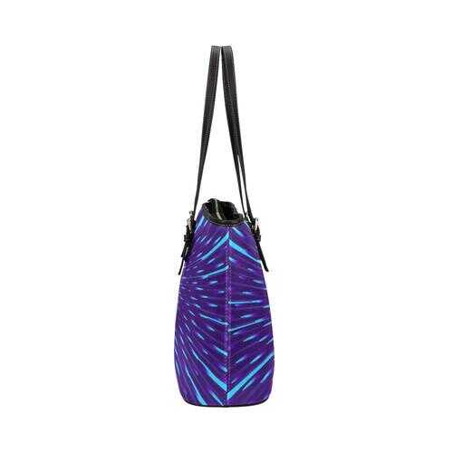 Tote Bags, Purple And Blue Spectrum Style Black Leather Bag - purse-at-0105