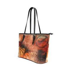 Tote Bags, Red Autumn Motif Tree Of Life Style Leather Bag - purse-at-0105