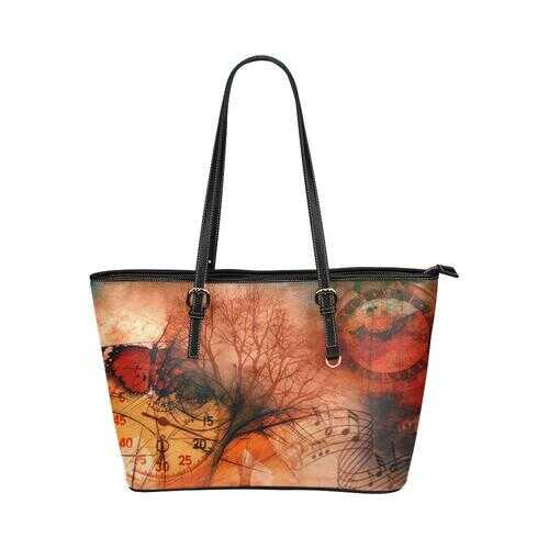 Tote Bags, Red Autumn Motif Tree Of Life Style Leather Bag - purse-at-0105