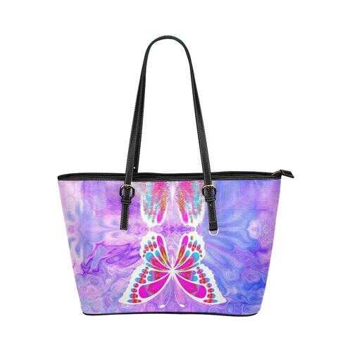 Tote Bags, Purple And Black Gradient Butterfly Style Leather Bag - purse-at-0105