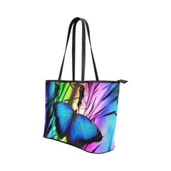 Tote Bags, Purple And Black Blue Butterfly Style Tote Bag - purse-at-0105