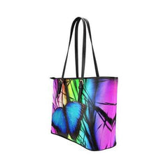 Tote Bags, Purple And Black Blue Butterfly Style Tote Bag - purse-at-0105