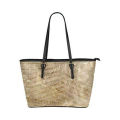 Tote Bags, Tan Musical Notes Design Tote Bag - purse-at-0105