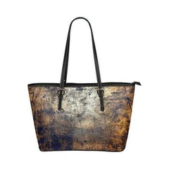 Brown Tote Shoulder Bag With Abstract Grunge Design - purse-at-0105