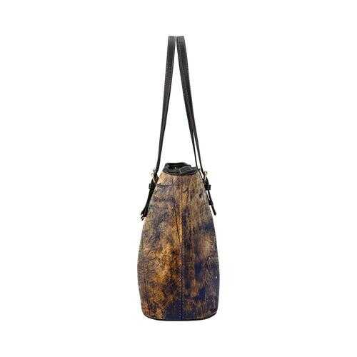 Brown Tote Shoulder Bag With Abstract Grunge Design - purse-at-0105