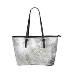 Gray Tote Shoulder Bag With Abstract Marble White Design - purse-at-0105