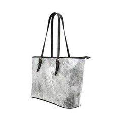 Gray Tote Shoulder Bag With Abstract Marble White Design - purse-at-0105