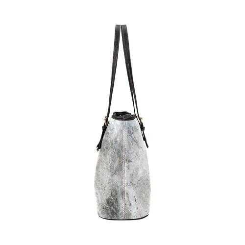 Gray Tote Shoulder Bag With Abstract Marble White Design - purse-at-0105
