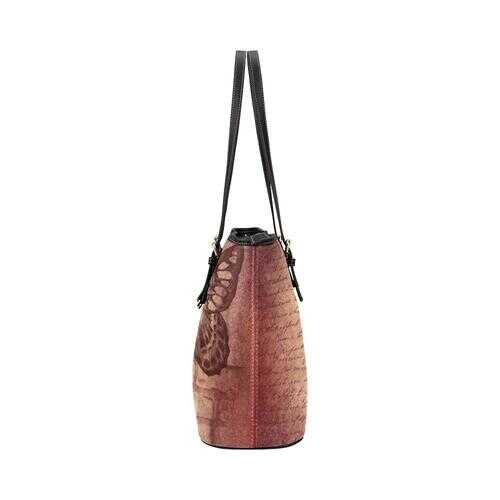 Mauve Tote Shoulder Bag With  Butterfly Design - purse-at-0105