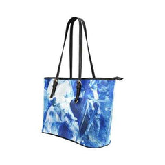 Tote Bags, Blue And Black Swirl Blue Style Leather Bag - purse-at-0105