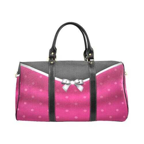 Pink And Black Bow Style Travel Bag - purse-at-0105