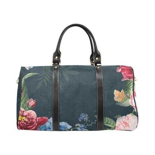 Travel Bags, Green Floral Style Adjustable Carry Bag - purse-at-0105