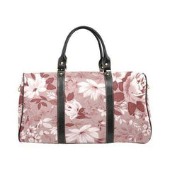 Travel Bags, Pink And White Floral Style Adjustable Black Handle Zip Close Bag - purse-at-0105