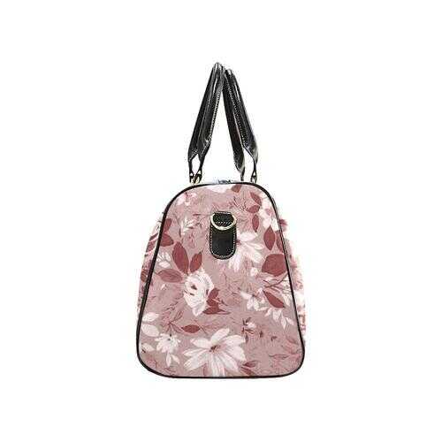 Travel Bags, Pink And White Floral Style Adjustable Black Handle Zip Close Bag - purse-at-0105