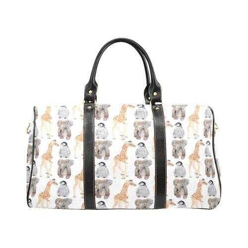 Giraffe Penguin Elephant Style White Travel Bag - purse-at-0105