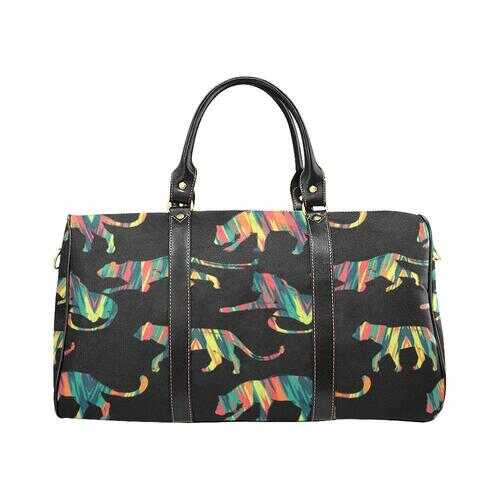 Travel Bags, Multicolor Lion Style Black Bag - purse-at-0105
