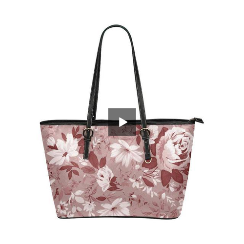 Tote Bags, Rose Red And Black Floral Style Tote Bags - purse-at-0105