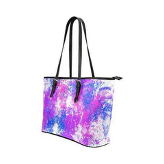 Tote Shoulder Bag With Abstract Paint Splatter Design - purse-at-0105