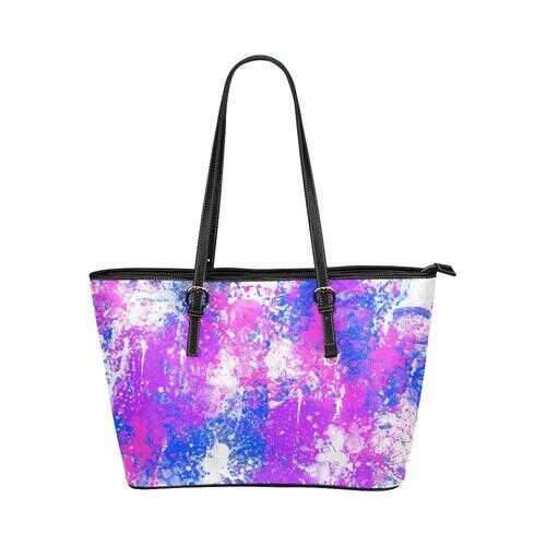 Tote Shoulder Bag With Abstract Paint Splatter Design - purse-at-0105