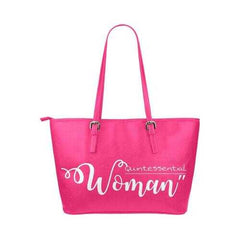 Tote Bags, Quintessential Woman Graphic Style Pink Leather Bag - purse-at-0105