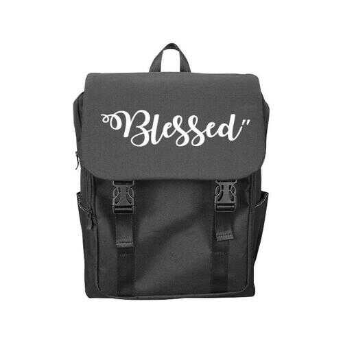 Backpacks, Blessed Graphic Text Black Backpack Bag - purse-at-0105