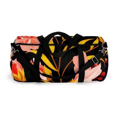Duffel Bag, Pink Gold Floral Pattern - purse-at-0105