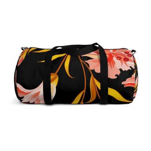 Duffel Bag, Pink Gold Floral Pattern - purse-at-0105