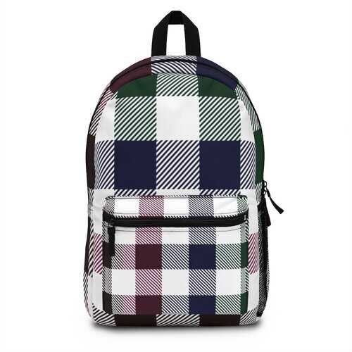 Backpacks, Grid Flannel Print Style Backpack Bag - purse-at-0105