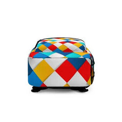 Backpacks, Colorful Square Grid Style Backpack Bag - purse-at-0105