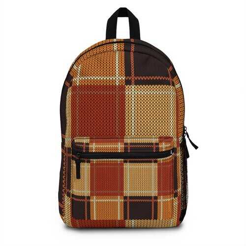 Backpacks, Brown Checker Style Backpack Bag - purse-at-0105