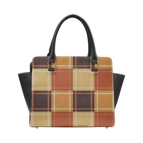 Handbags, Brown Checker Rivet Style Top-Handle Bag - purse-at-0105