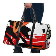 Travel Bags, Red And Black Abstract Style Adjustable Black Handle Zip Close Bag - purse-at-0105