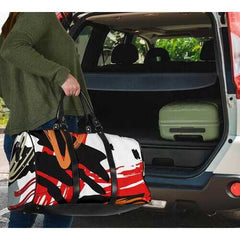 Travel Bags, Red And Black Abstract Style Adjustable Black Handle Zip Close Bag - purse-at-0105