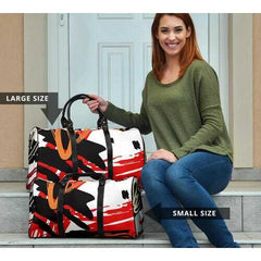 Travel Bags, Red And Black Abstract Style Adjustable Black Handle Zip Close Bag - purse-at-0105