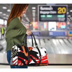 Travel Bags, Red And Black Abstract Style Adjustable Black Handle Zip Close Bag - purse-at-0105