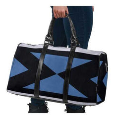 Travel Bags, Blue Aztec Style Style Adjustable Black Handle Zip Close Bag - purse-at-0105